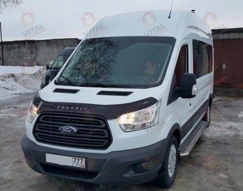 Дефлектор капота (мухобойка) FORD Transit с 2014 г.в. (вариант А) (Форд Транзит) Вип Тюнинг